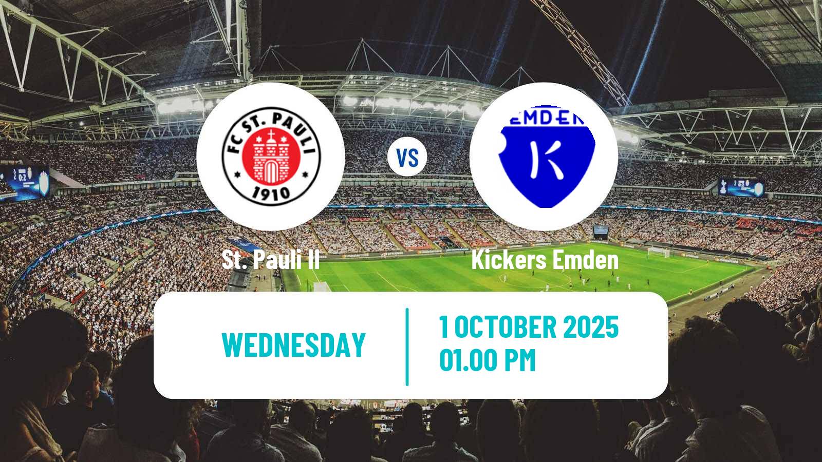 Soccer German Regionalliga North St. Pauli II - Kickers Emden