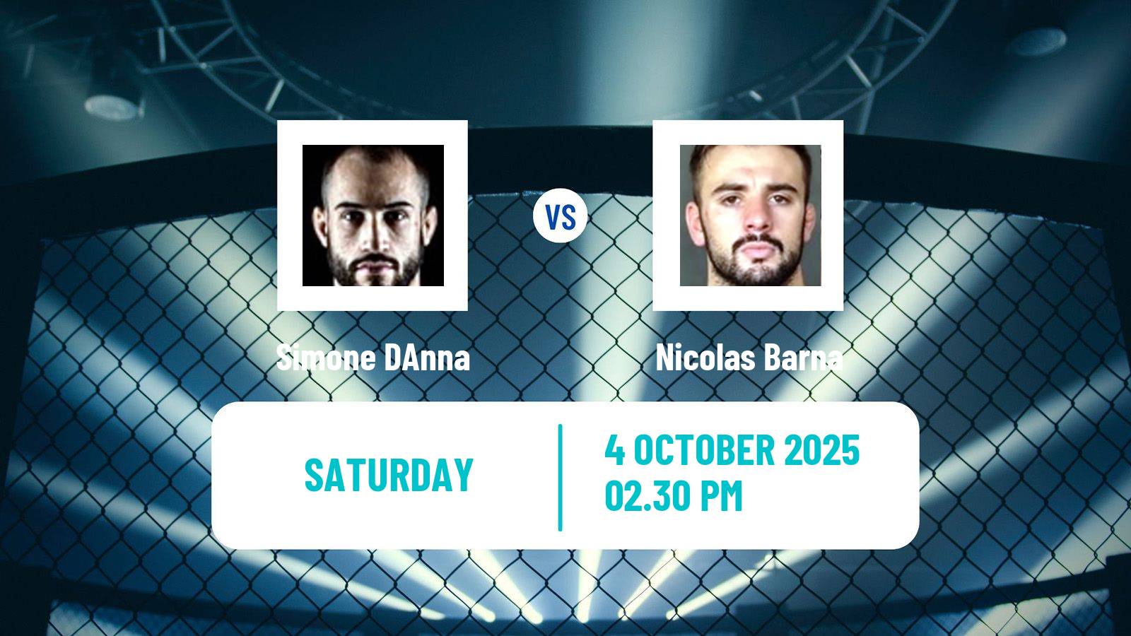 MMA Featherweight Cage Warriors Men Simone DAnna - Nicolas Barna