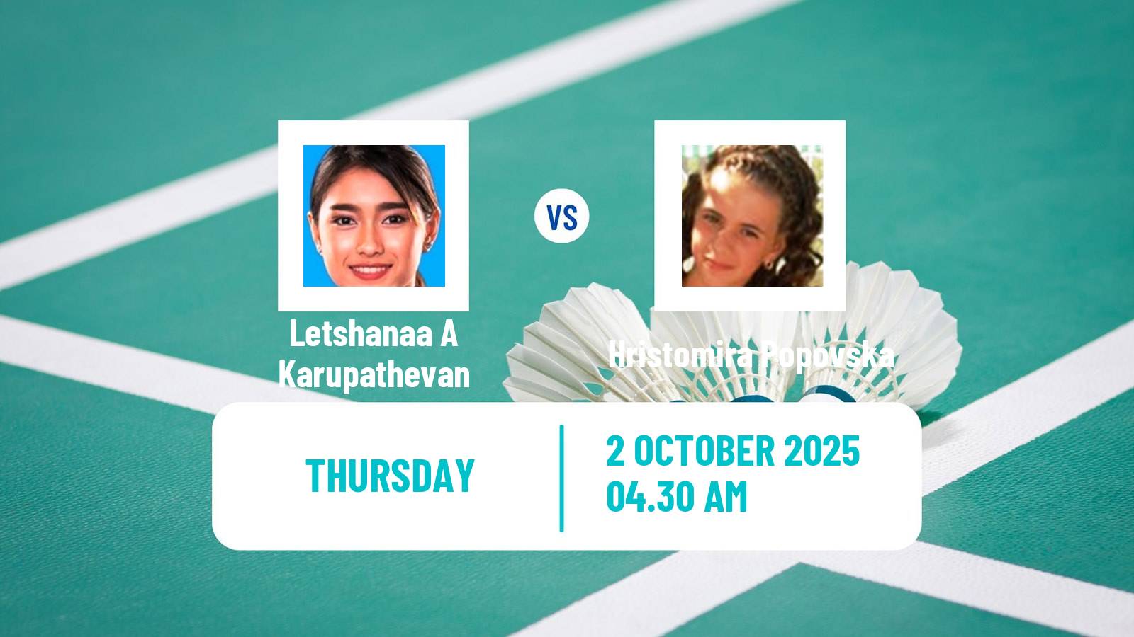 Badminton BWF World Tour Al Ain Masters Women Letshanaa A Karupathevan - Hristomira Popovska