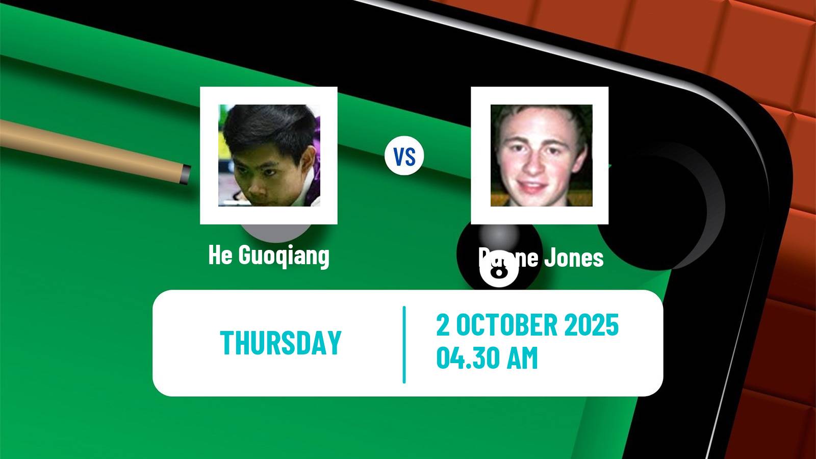 Snooker International Championship He Guoqiang - Duane Jones