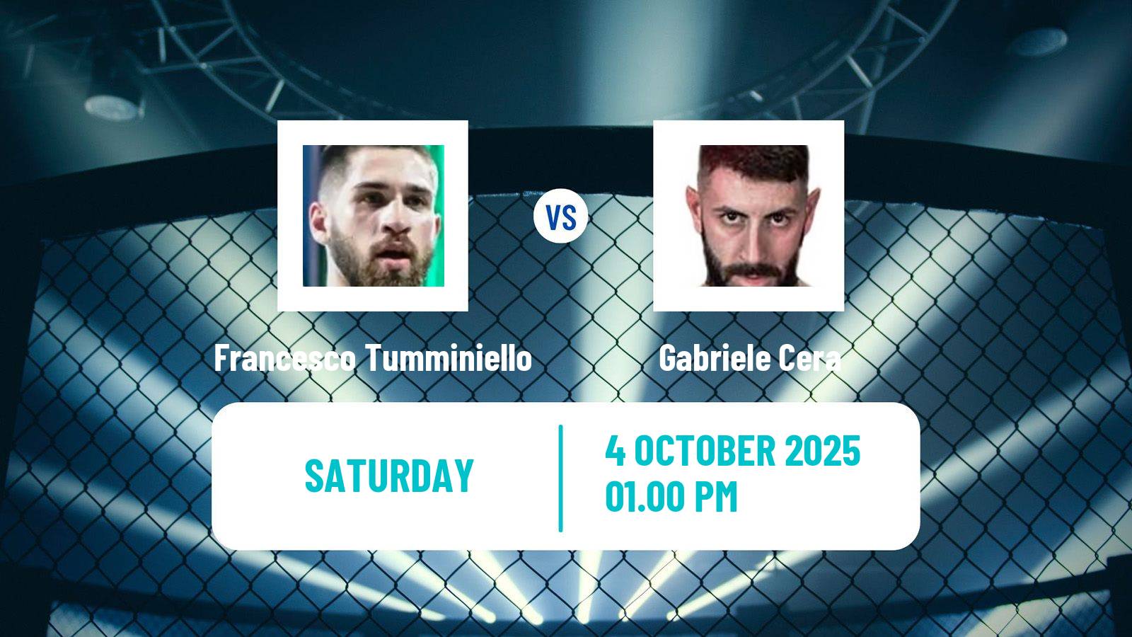 MMA Featherweight Cage Warriors Men Francesco Tumminiello - Gabriele Cera