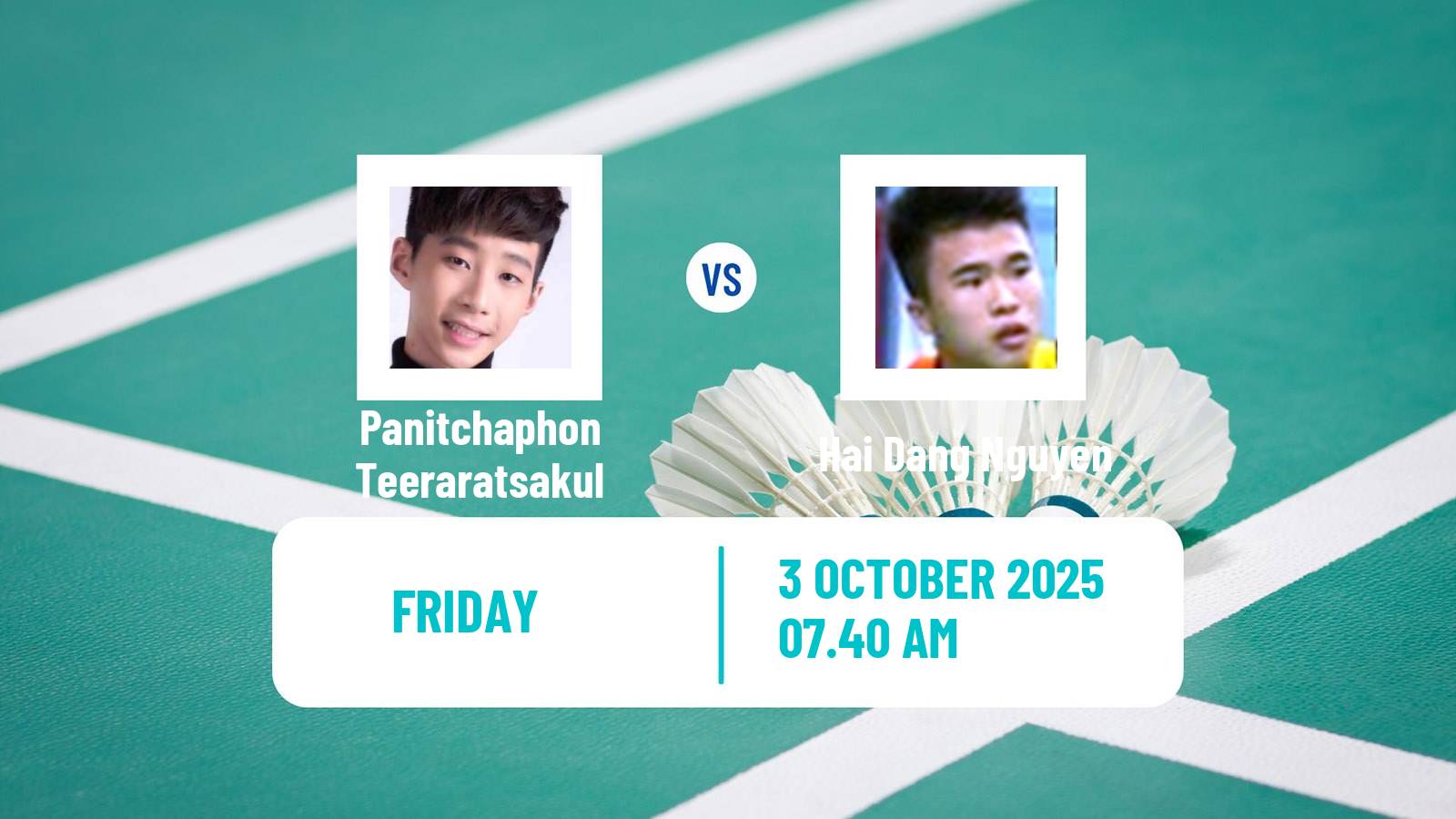 Badminton BWF World Tour Al Ain Masters Men Panitchaphon Teeraratsakul - Hai Dang Nguyen
