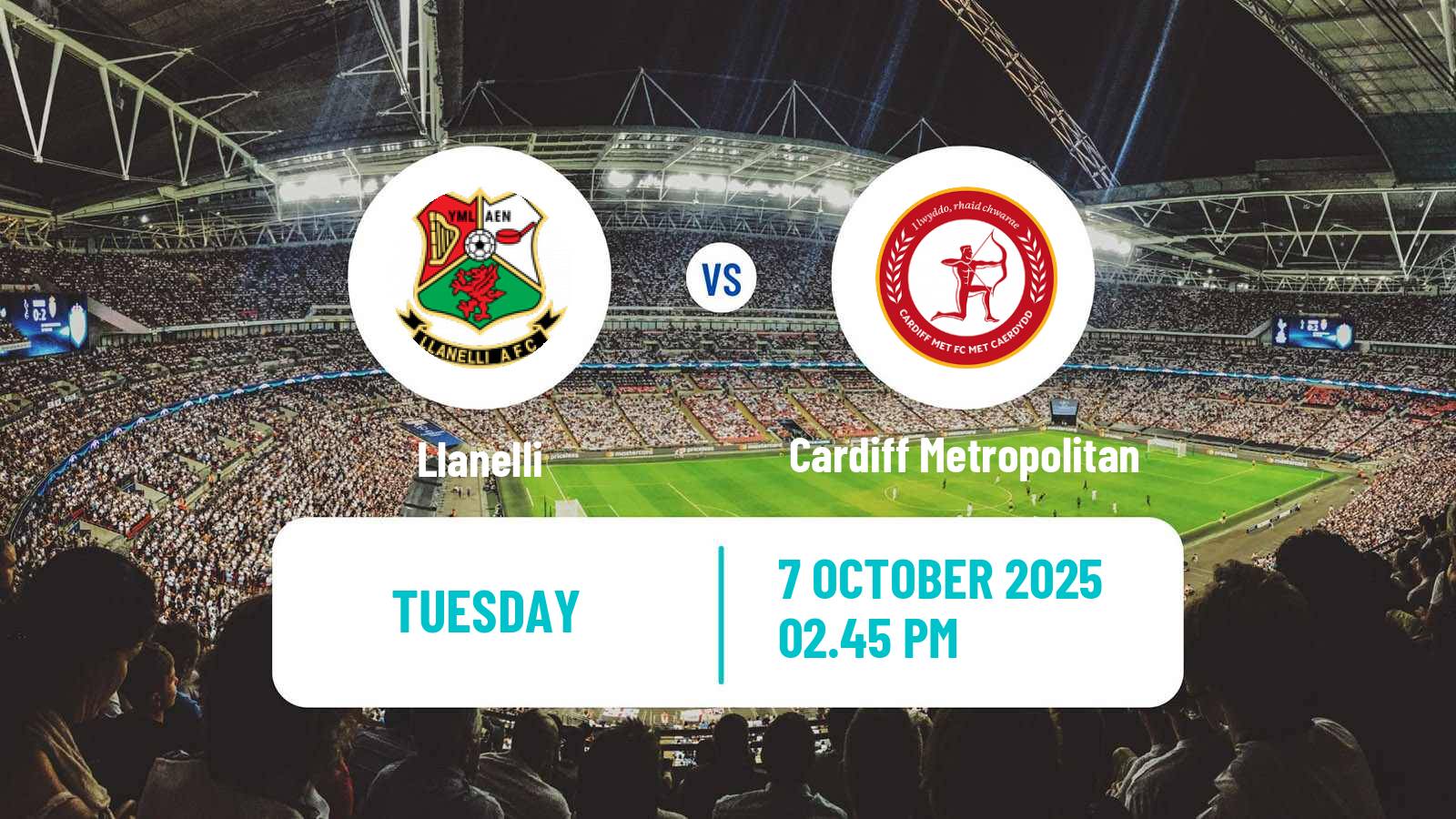 Soccer Welsh Cymru Premier Llanelli - Cardiff Metropolitan