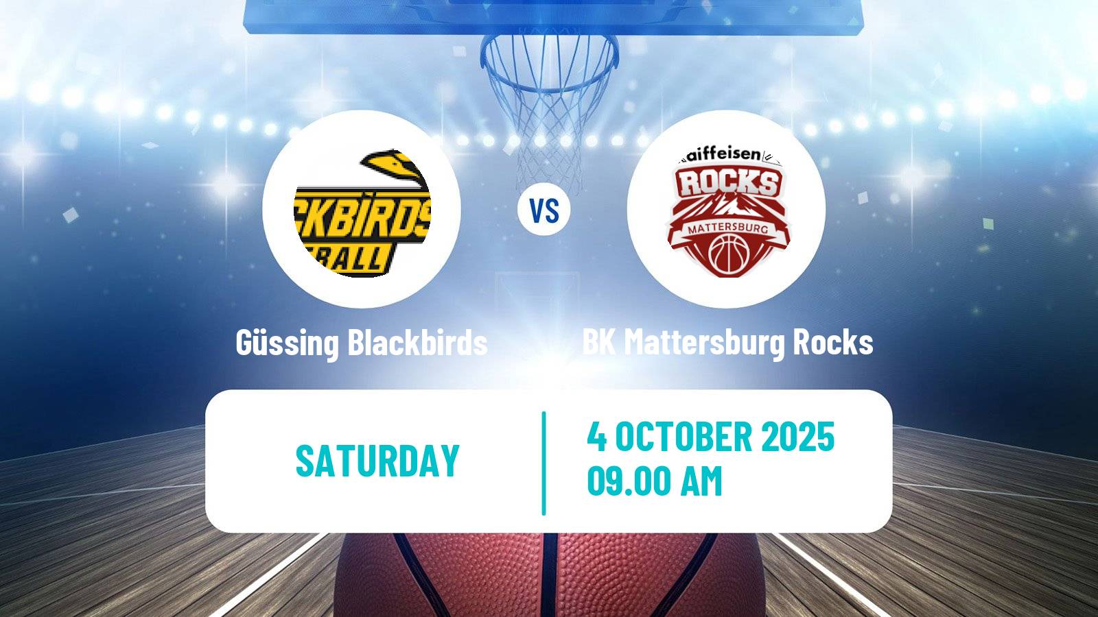 Basketball Austrian Zweite Liga Basketball Güssing Blackbirds - BK Mattersburg Rocks