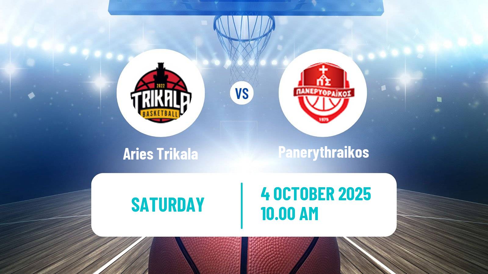 Basketball Greek Elite League Basketball Aries Trikala - Panerythraikos