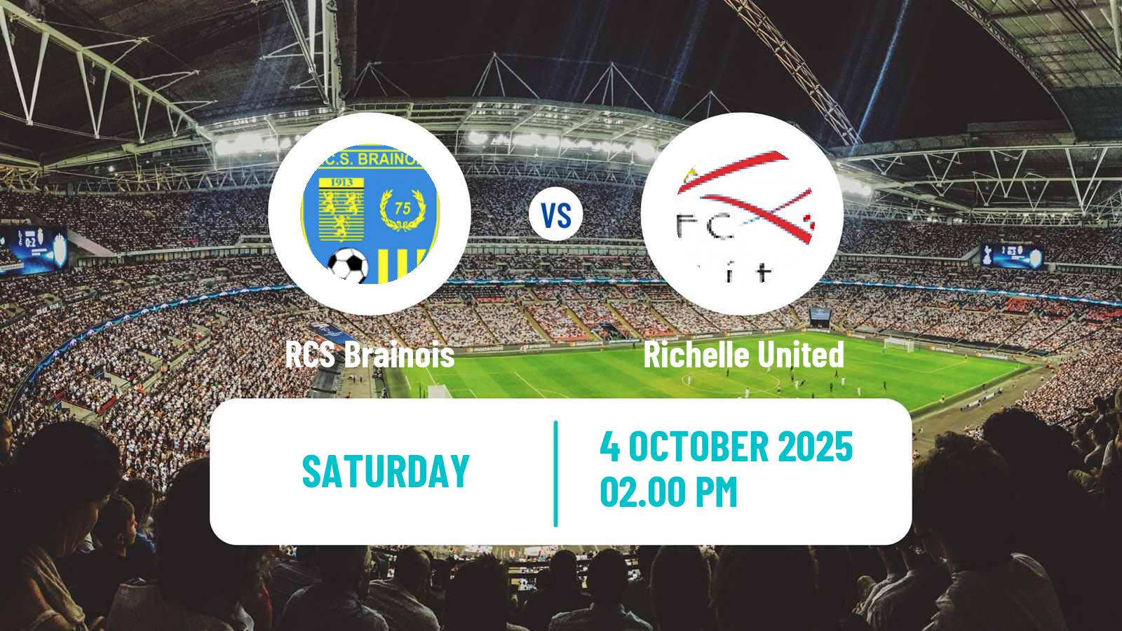 Soccer Belgian Second Amateur Division Group C RCS Brainois - Richelle United