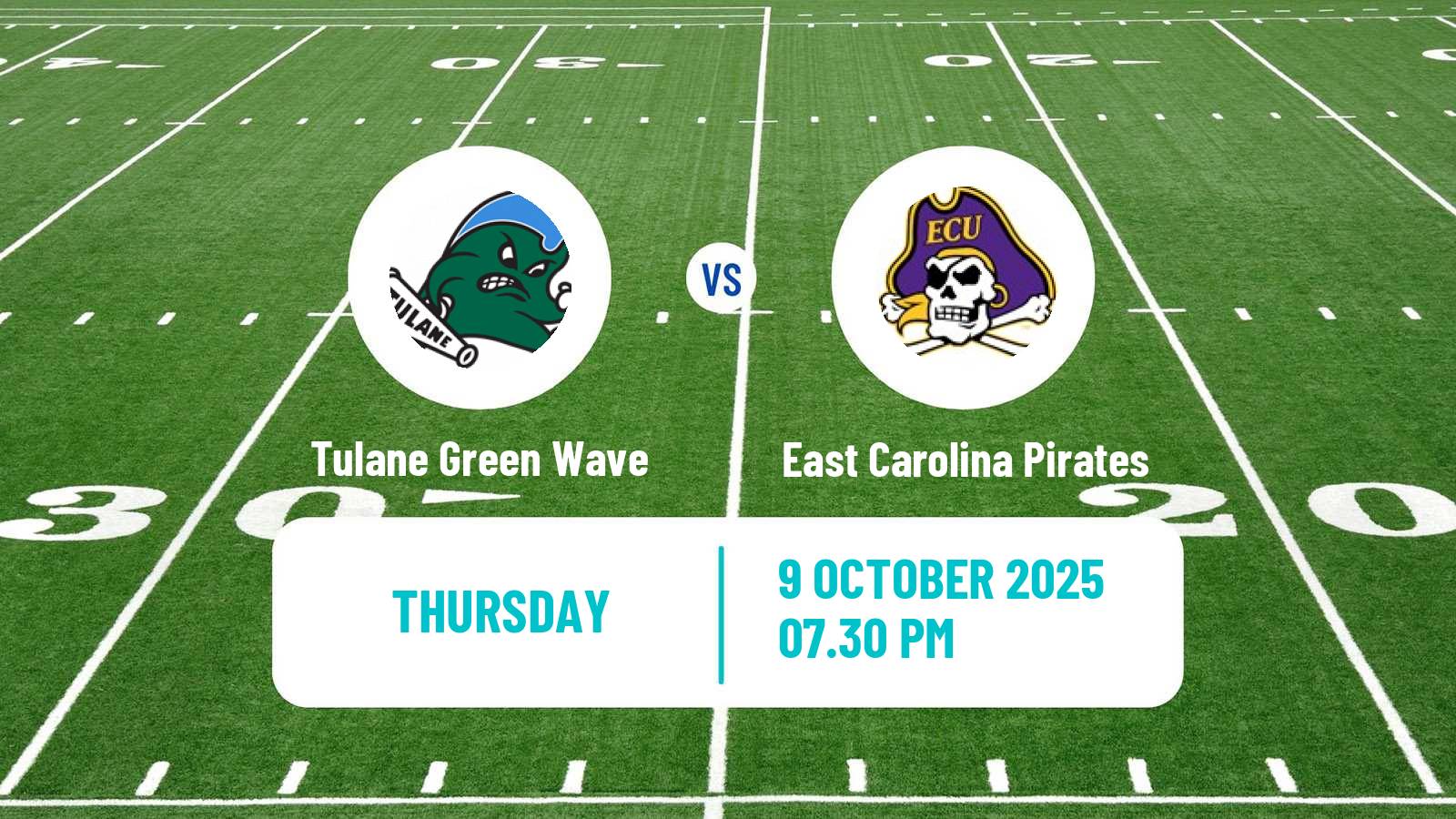 American football NCAA College Football Tulane Green Wave - East Carolina Pirates