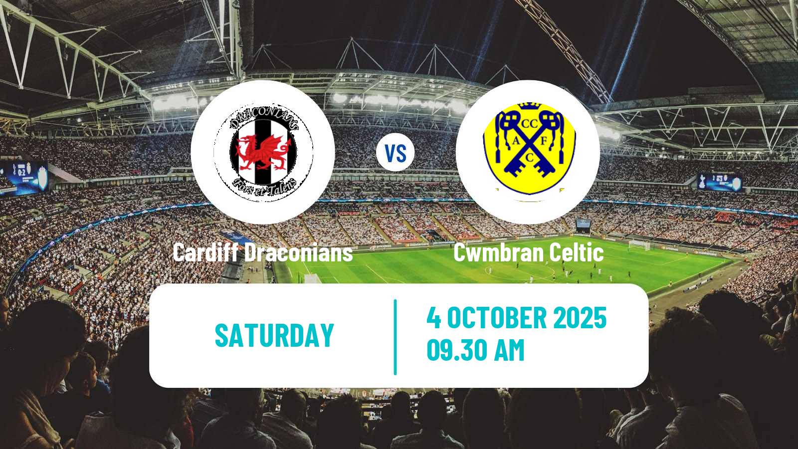 Soccer Welsh Cymru South Cardiff Draconians - Cwmbran Celtic