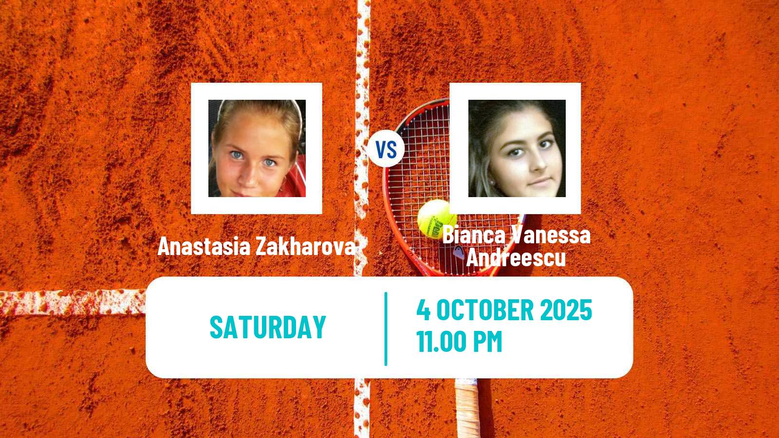 Tennis WTA Wuhan Anastasia Zakharova - Bianca Vanessa Andreescu