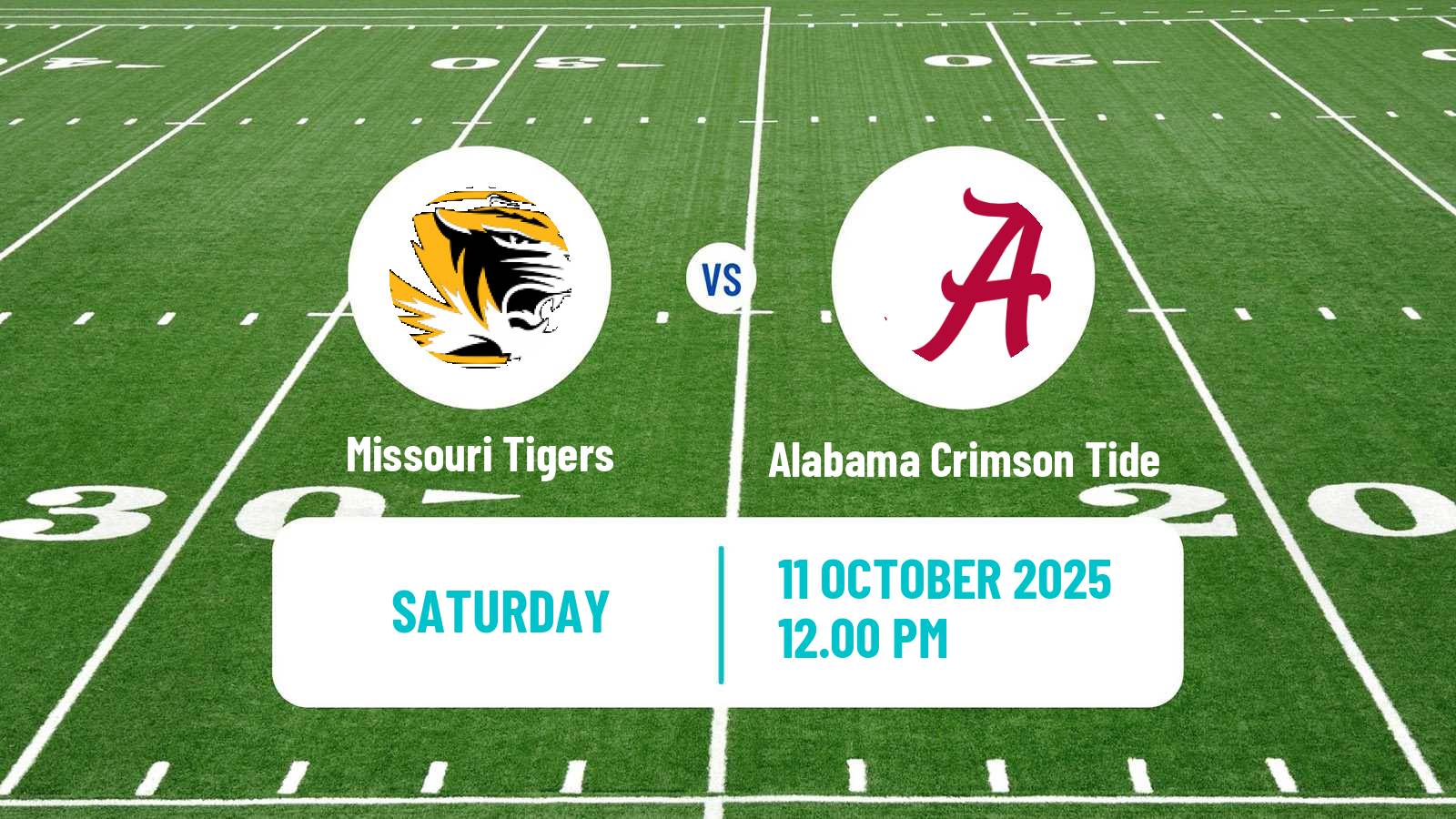 American football NCAA College Football Missouri Tigers - Alabama Crimson Tide