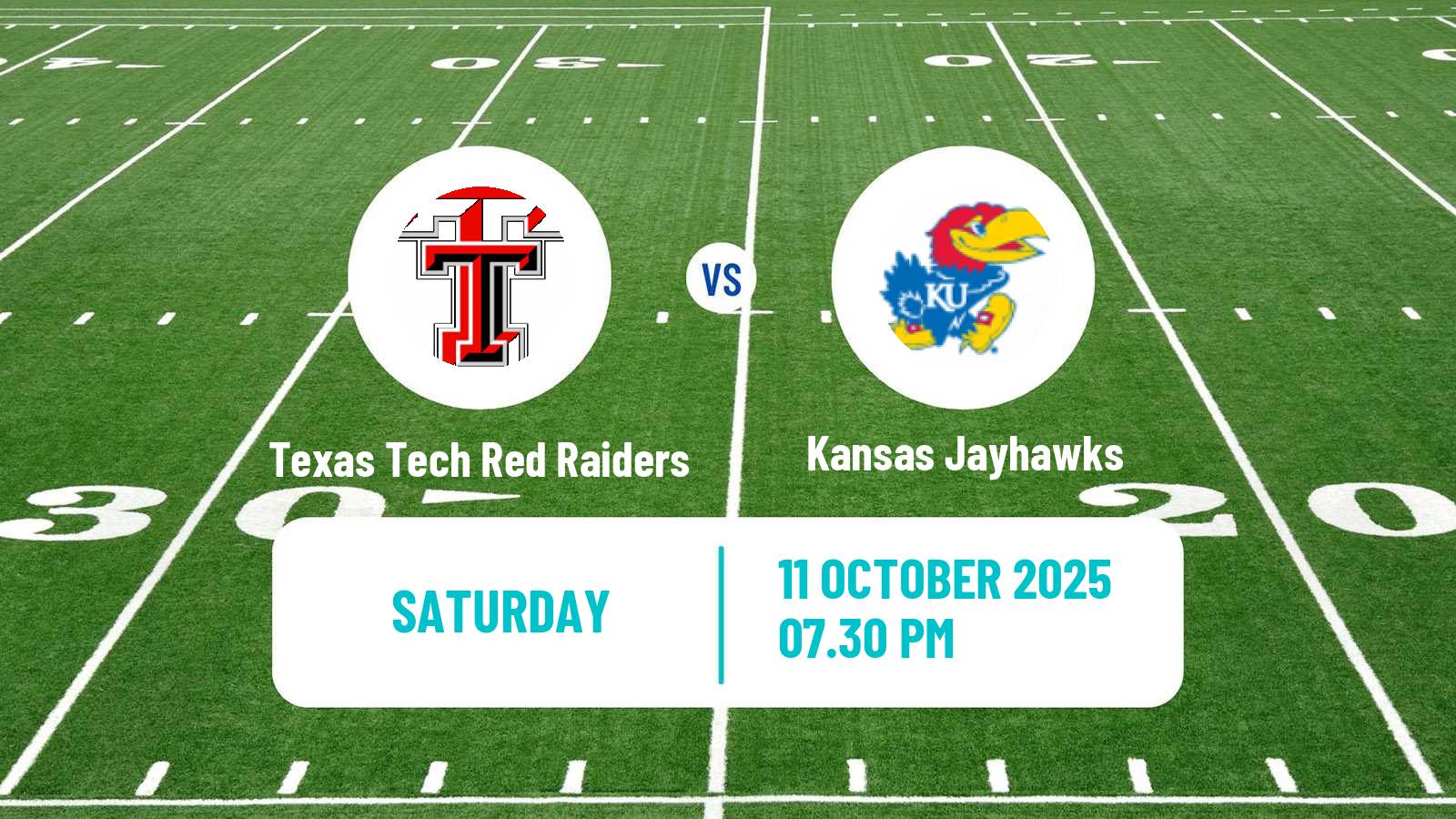 American football NCAA College Football Texas Tech Red Raiders - Kansas Jayhawks