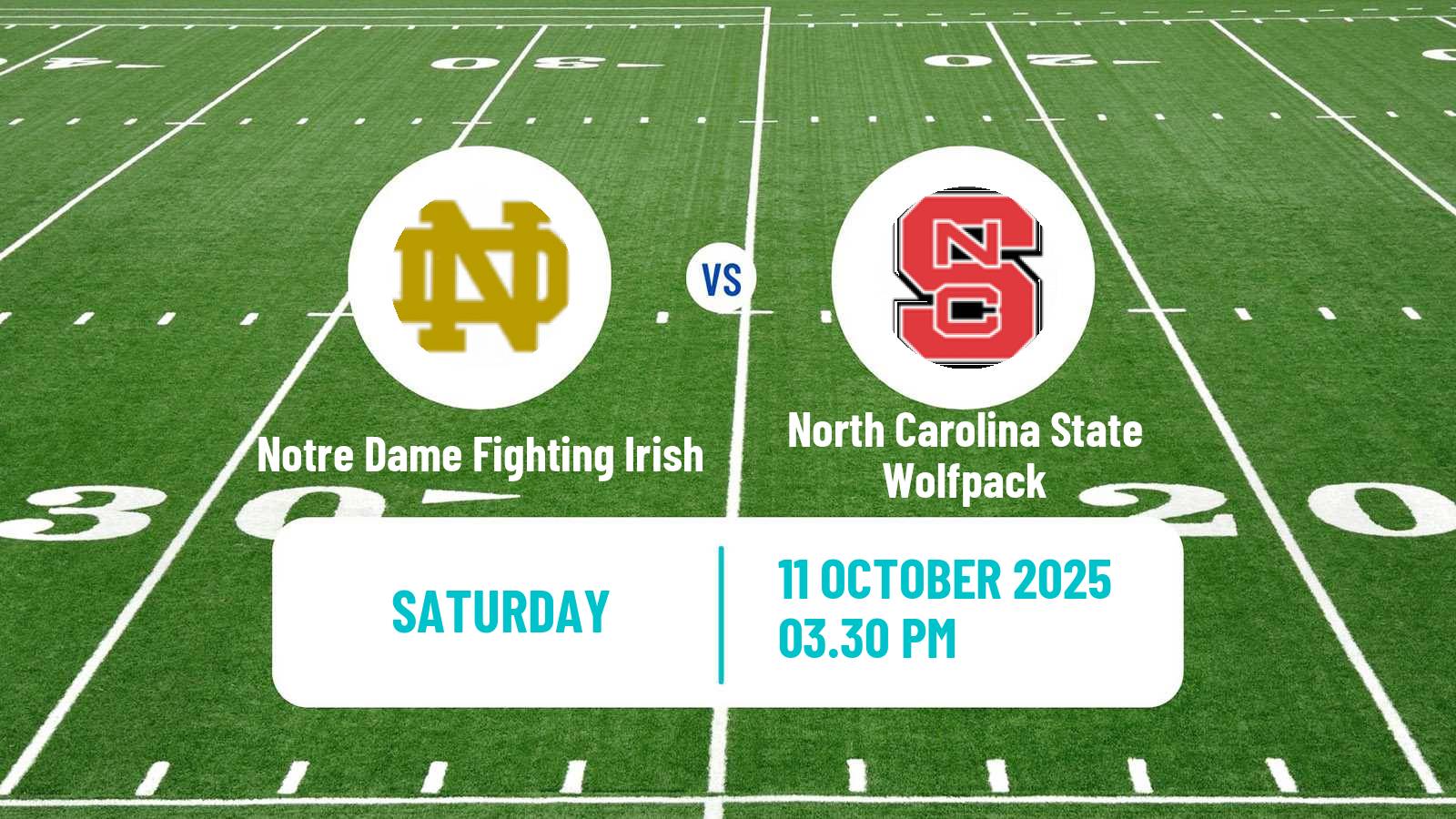 American football NCAA College Football Notre Dame Fighting Irish - North Carolina State Wolfpack