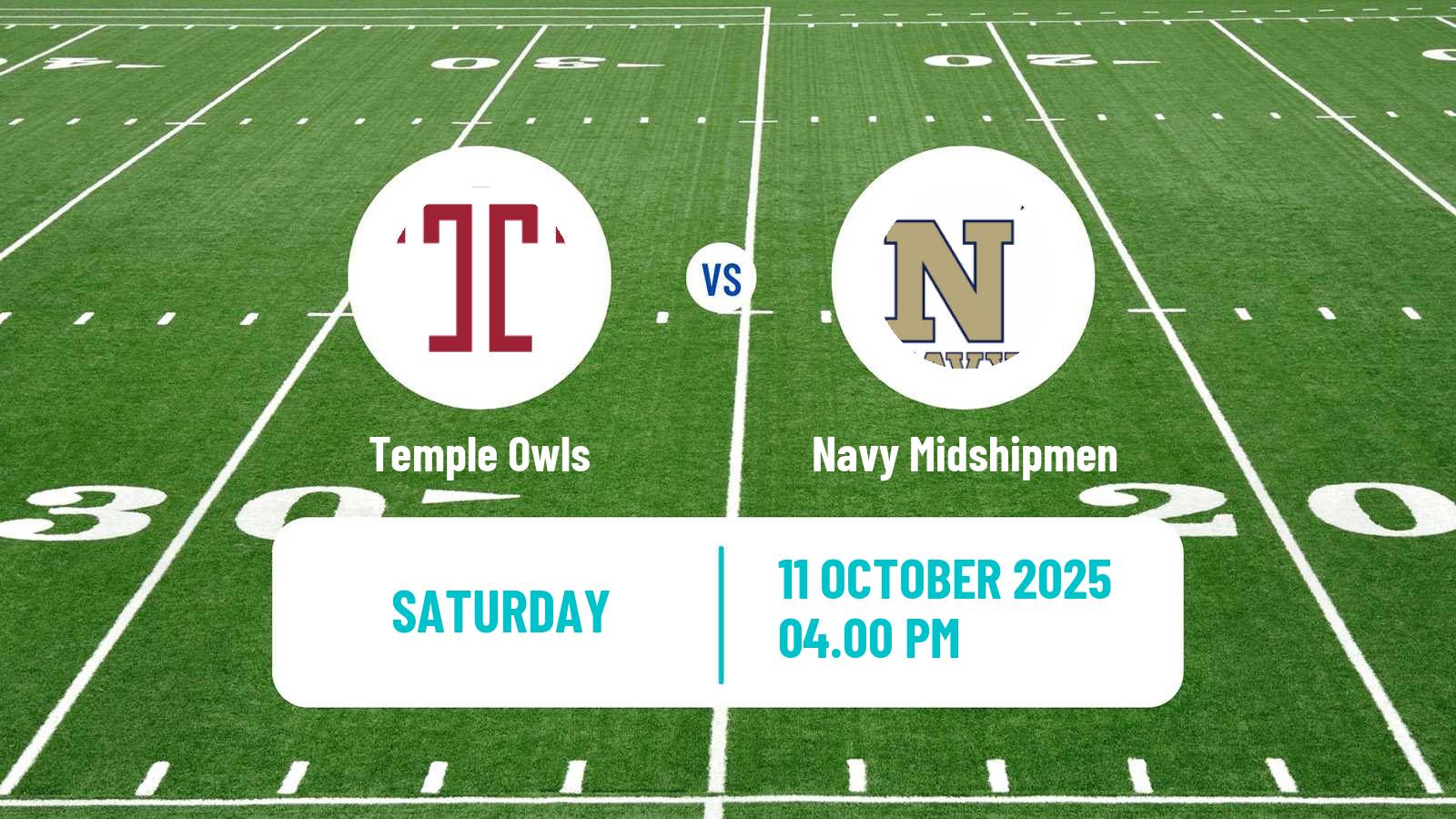 American football NCAA College Football Temple Owls - Navy Midshipmen