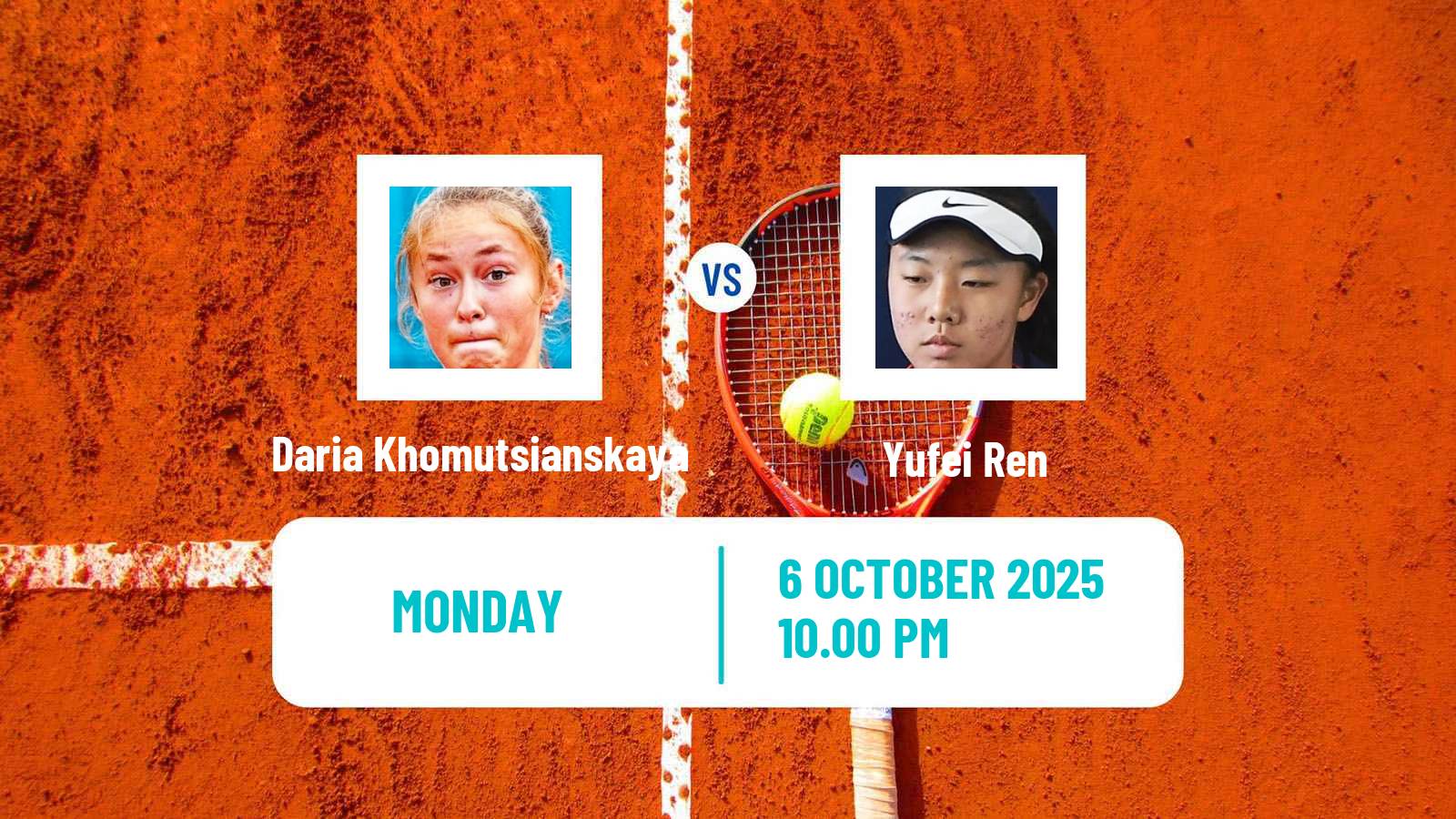 Tennis ITF W35 Kunshan Women Daria Khomutsianskaya - Yufei Ren