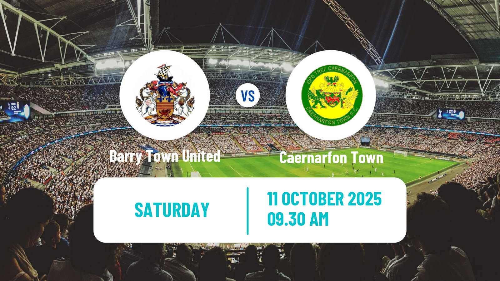 Soccer Welsh Cymru Premier Barry Town United - Caernarfon Town