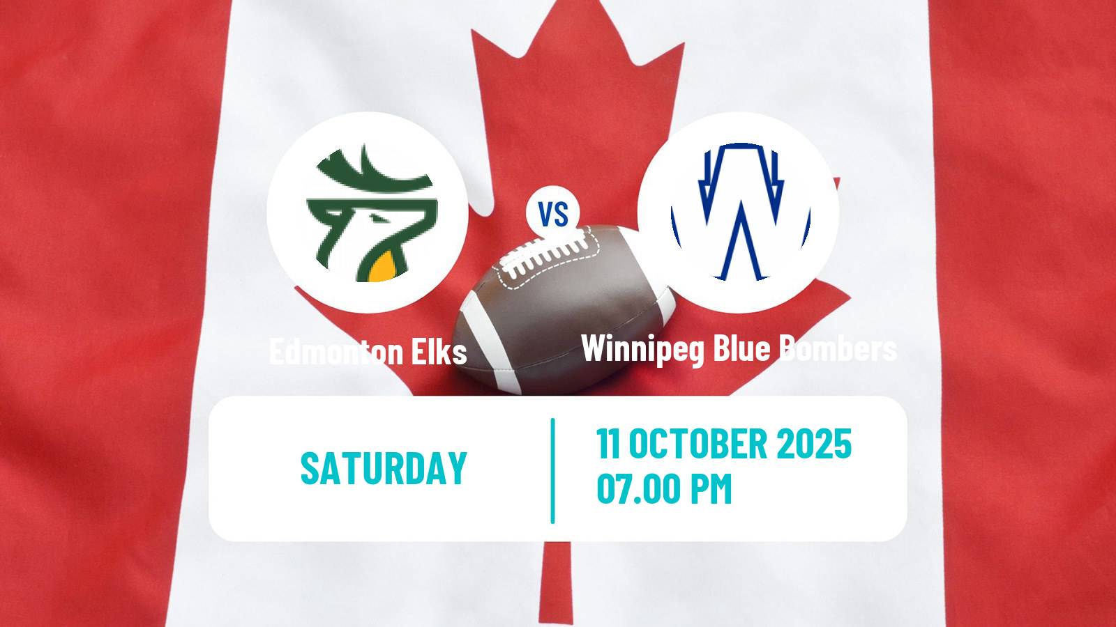 Canadian football CFL Edmonton Elks - Winnipeg Blue Bombers