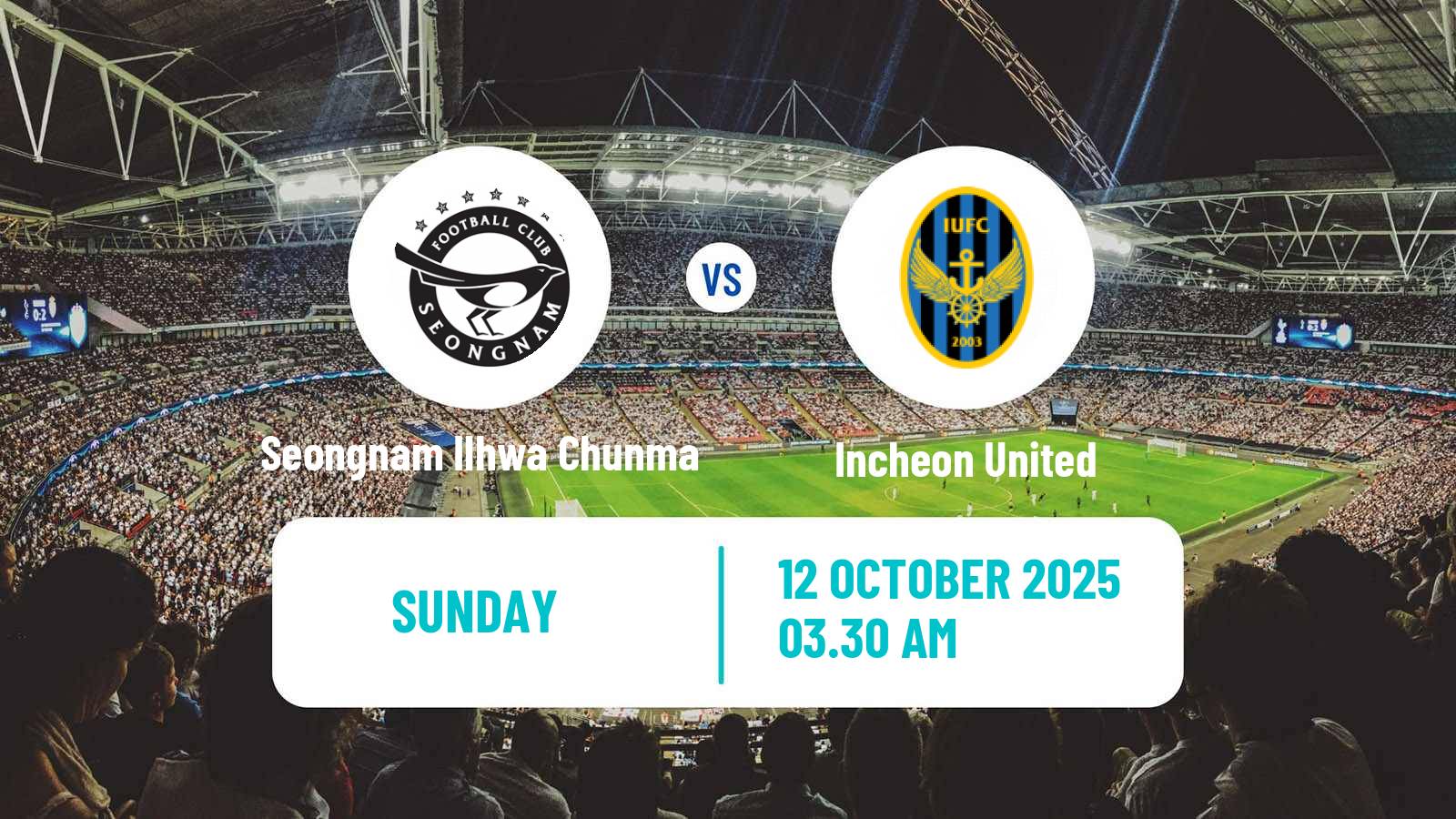 Soccer South Korean K-League 2 Seongnam Ilhwa Chunma - Incheon United