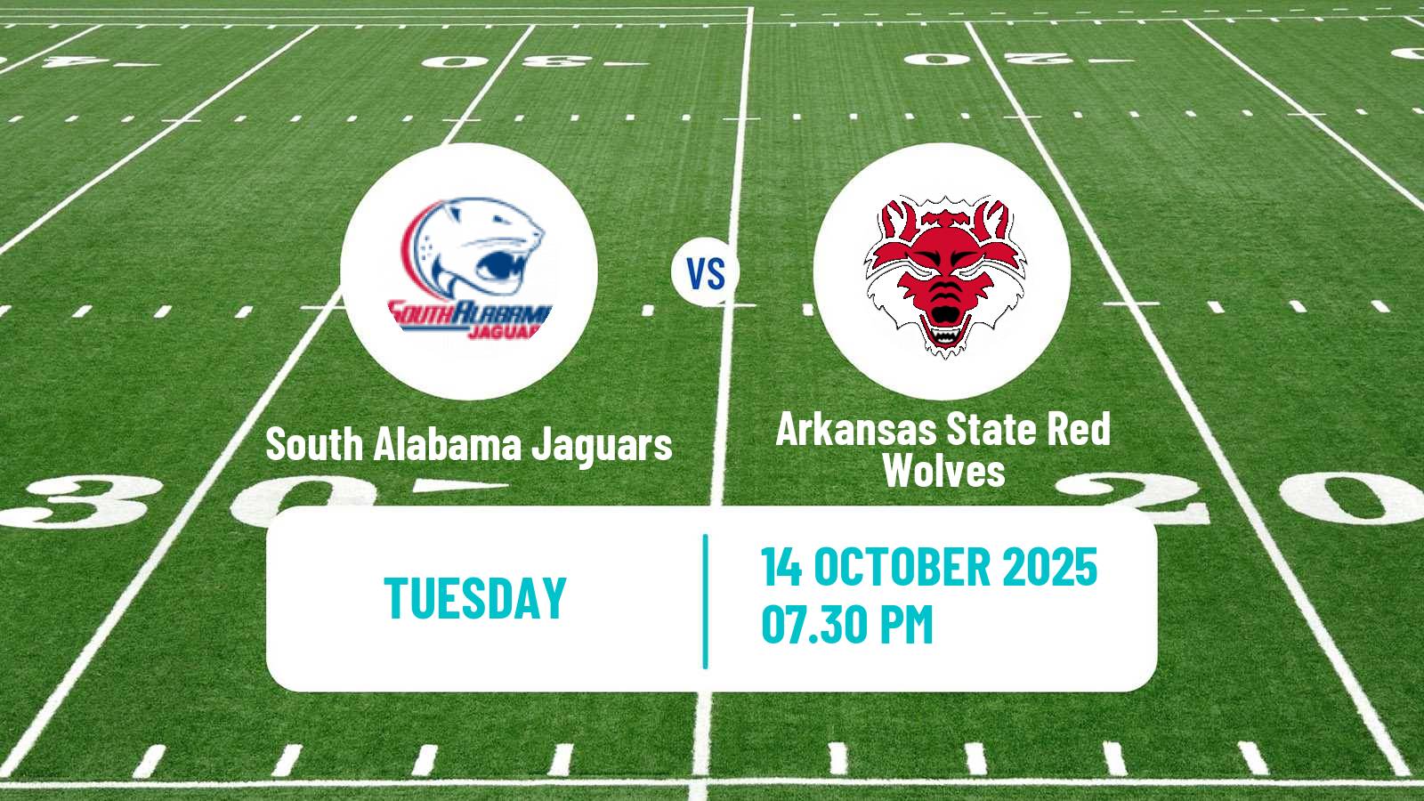 American football NCAA College Football South Alabama Jaguars - Arkansas State Red Wolves