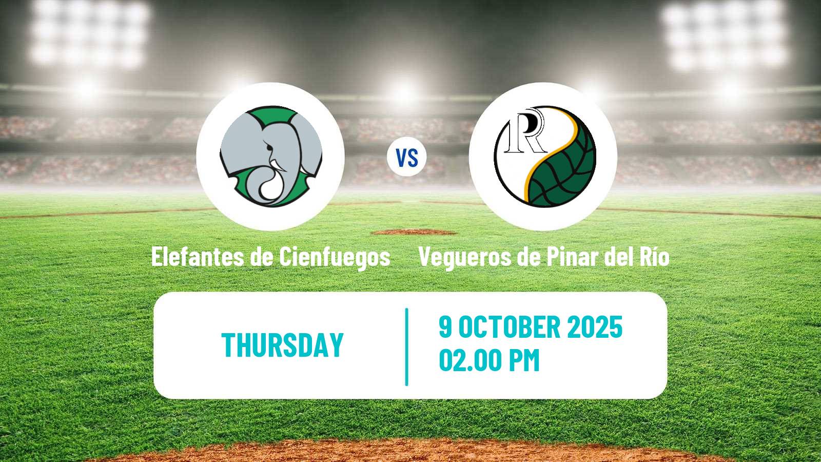 Baseball Cuba Serie Nacional Baseball Elefantes de Cienfuegos - Vegueros de Pinar del Río