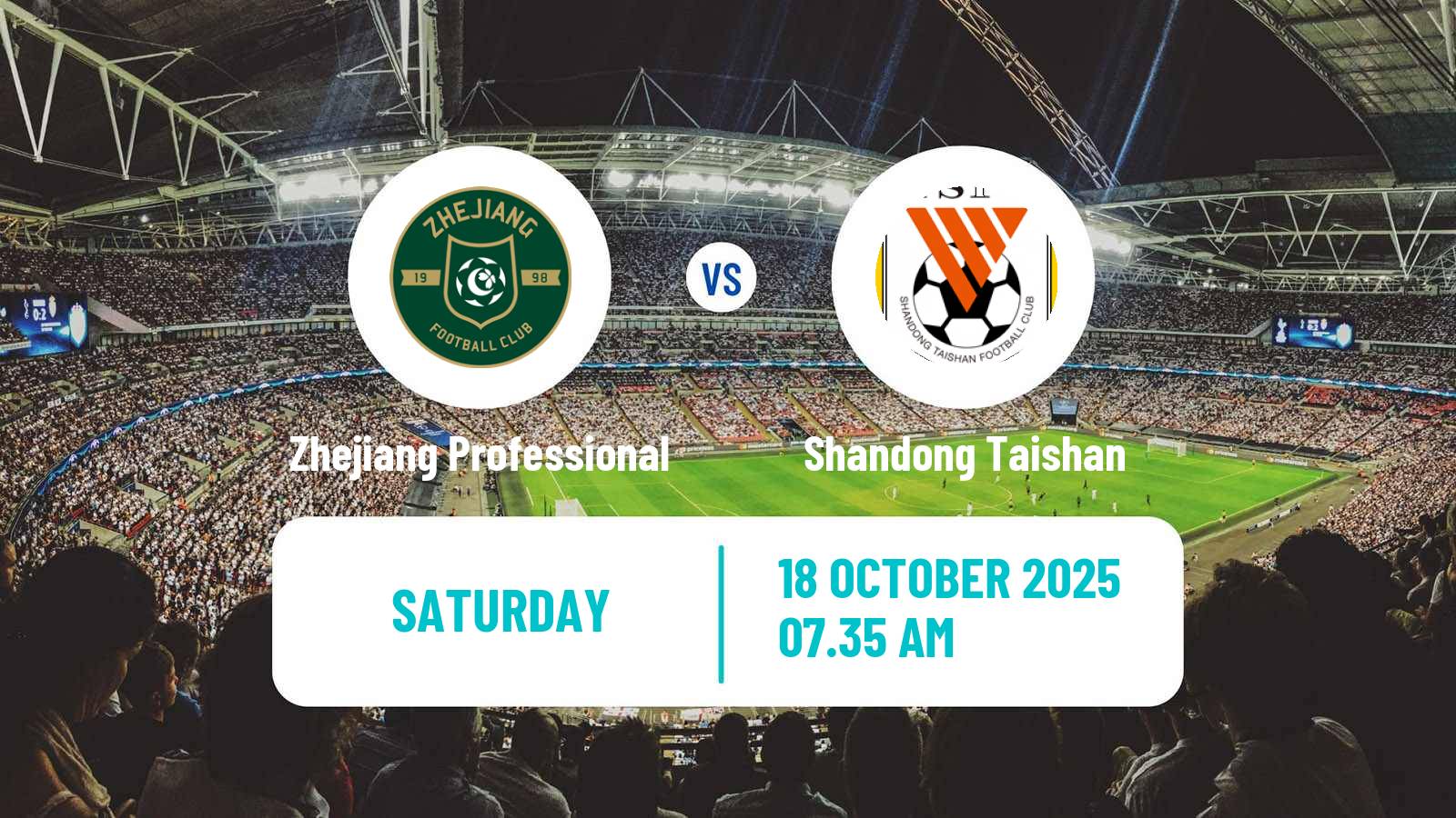 Soccer Chinese Super League Zhejiang Professional - Shandong Taishan
