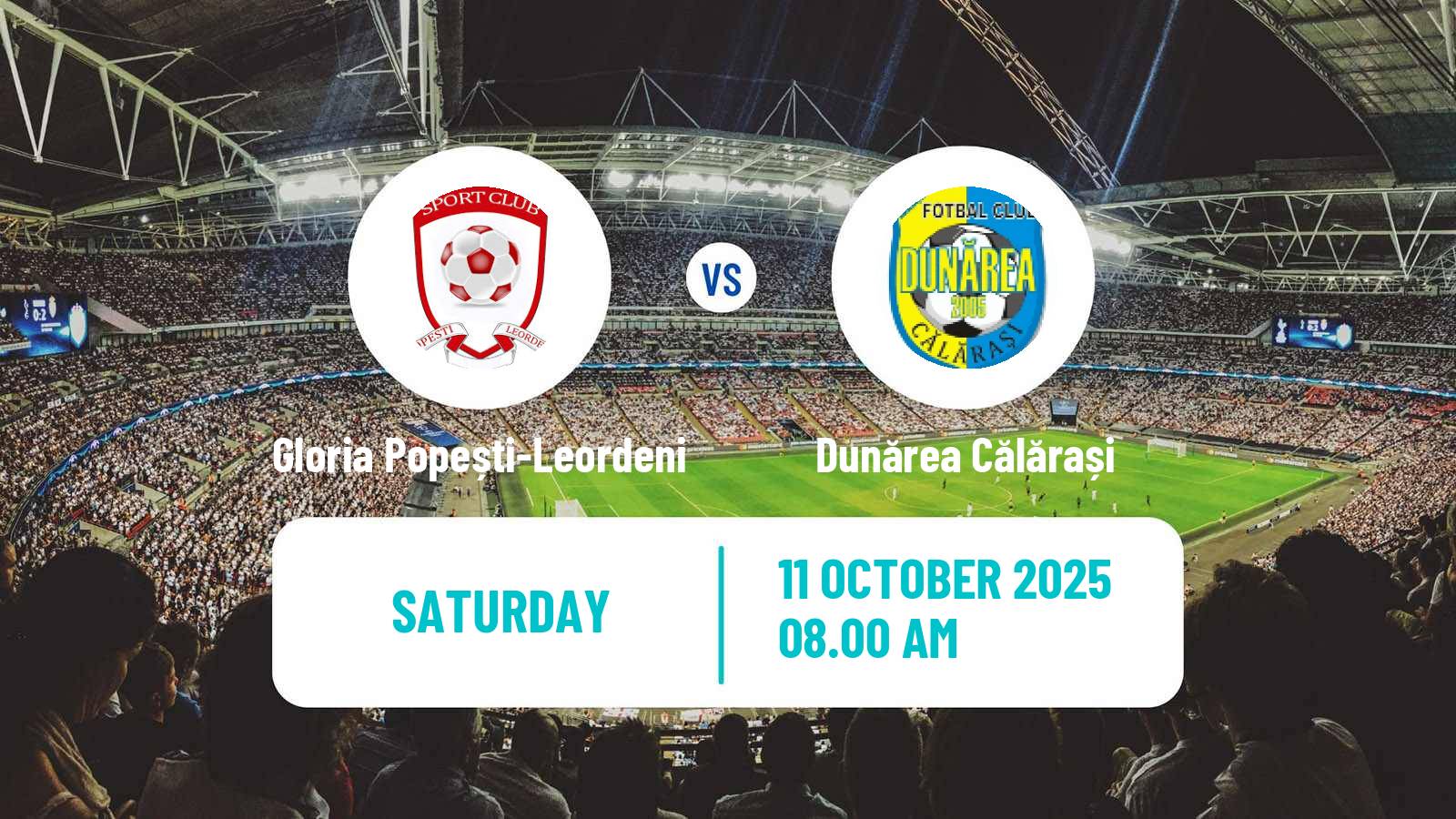 Soccer Romanian Liga 3 - Seria 3 Gloria Popești-Leordeni - Dunărea Călărași