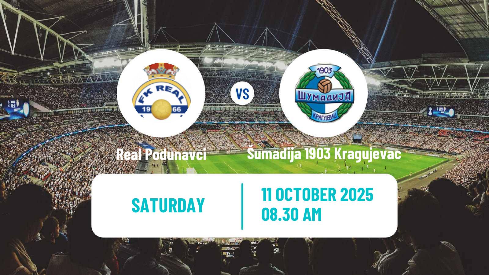 Soccer Serbian Srpska Liga - West Real Podunavci - Šumadija 1903 Kragujevac