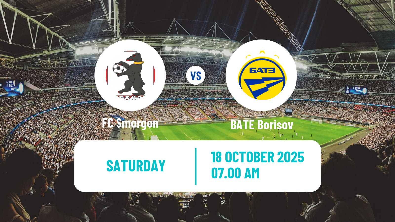 Soccer Belarusian Vysshaya Liga Smorgon - BATE Borisov
