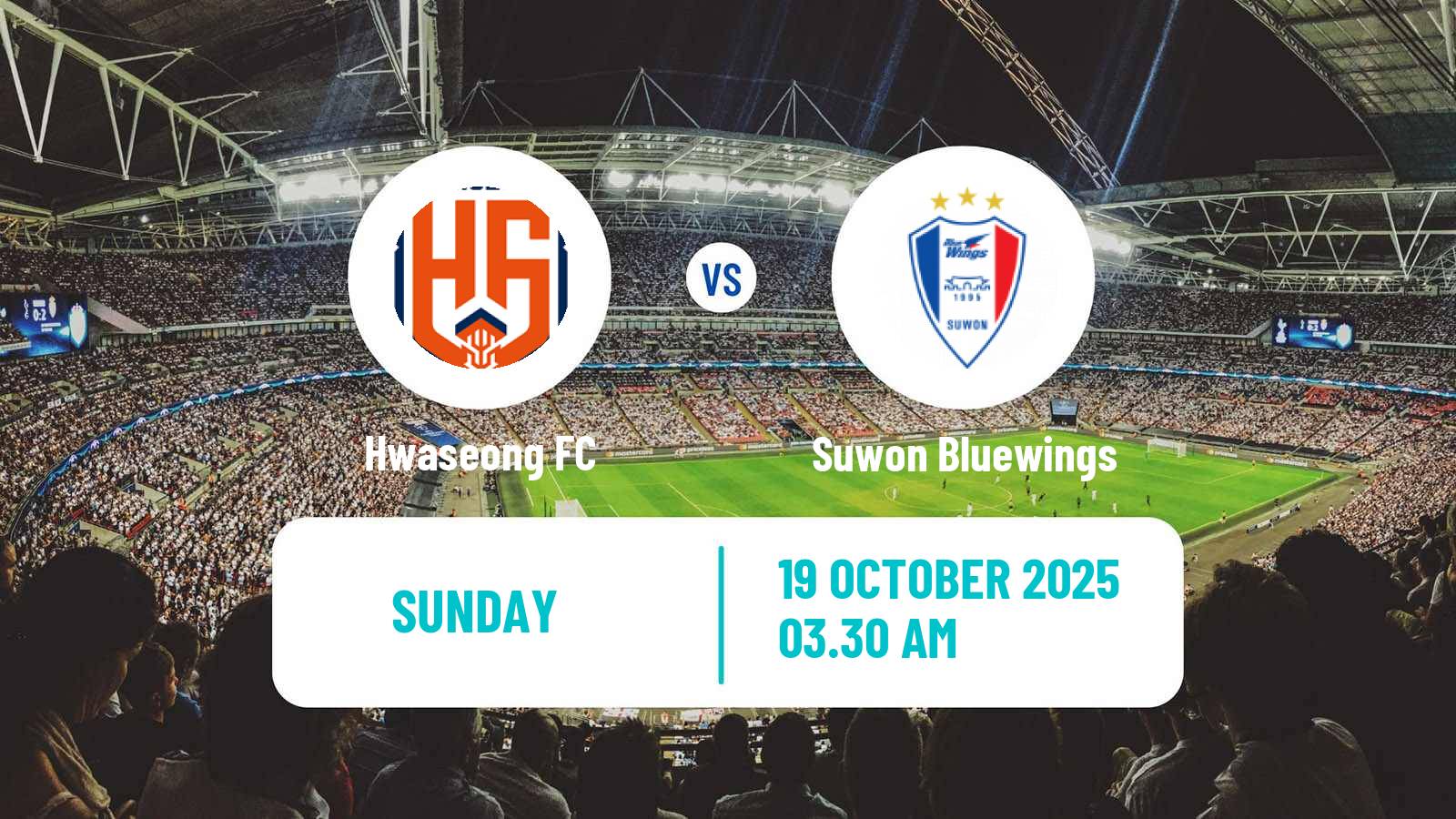 Soccer South Korean K-League 2 Hwaseong - Suwon Bluewings