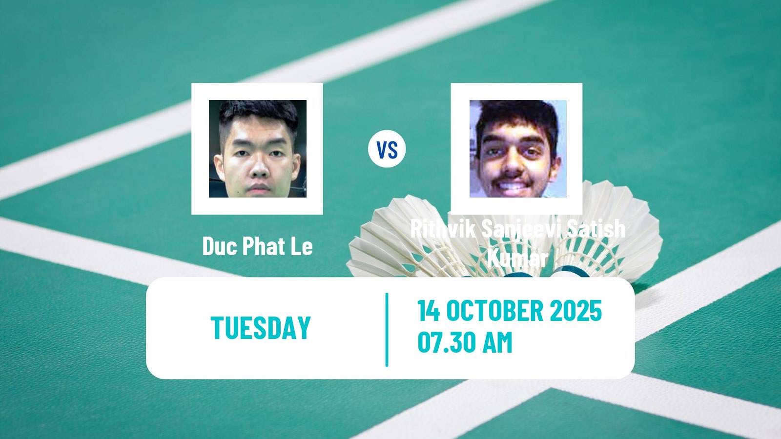 Badminton BWF World Tour Kl Masters Malaysia Super 100 Men Duc Phat Le - Rithvik Sanjeevi Satish Kumar